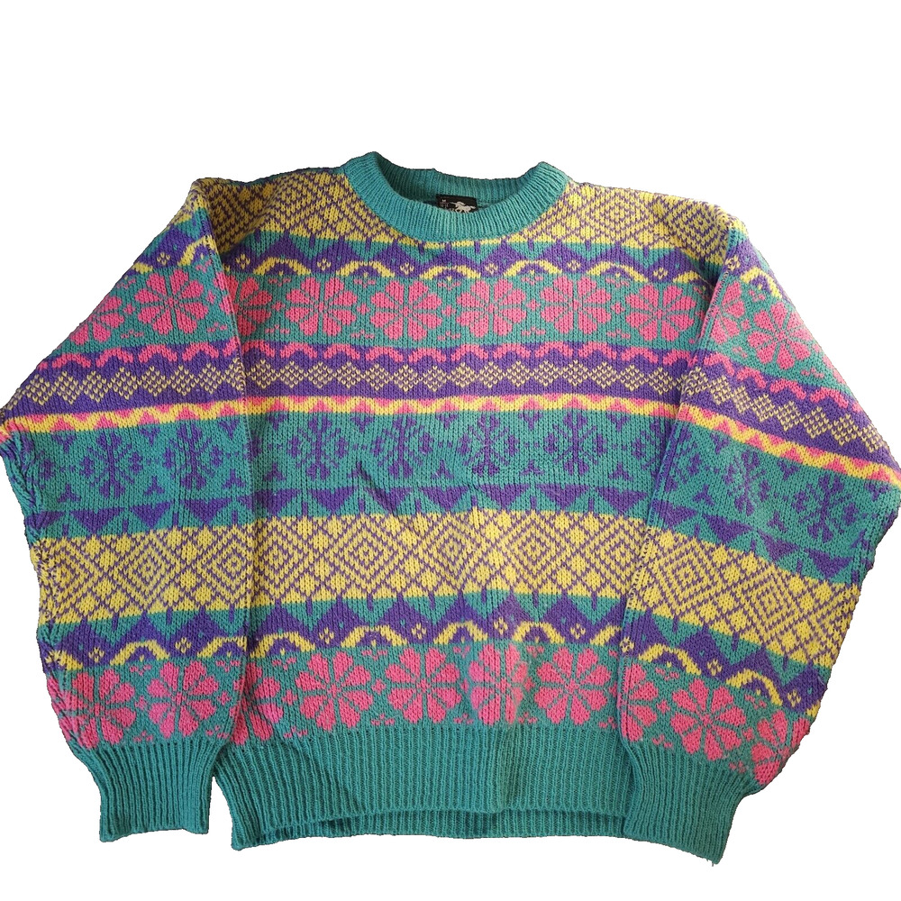 Vintage Silver Unicorn Sweater Kids Sz M 10/12 Pullover 90s Pastel Retro
